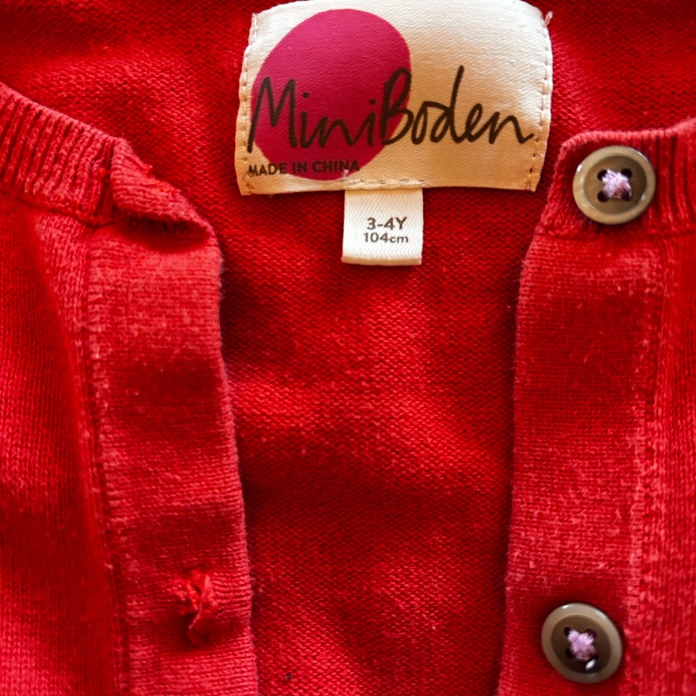 Mini Boden Red Cardigan